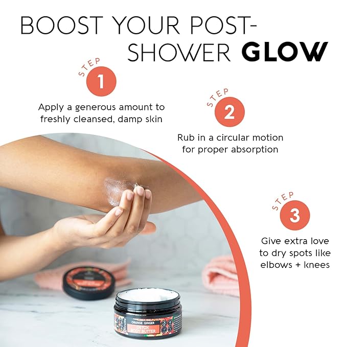 Nature's Beauty Orange Ginger Detox Body Butter Multi-Pack - Luxury Rich Moisturizer, Purify + Reset + Soothe your Skin, Made w/Vitamin C, Sunflower + Almond + Avocado Oils, 6.7 oz (2 Pack)