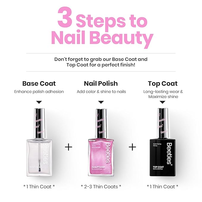 Beetles Sakura Pink Pearl Nail Polish - 15ml Quick Dry & Long Lasting Shimmer Art Effect for Nail Salon DIY at Home Spring Nails