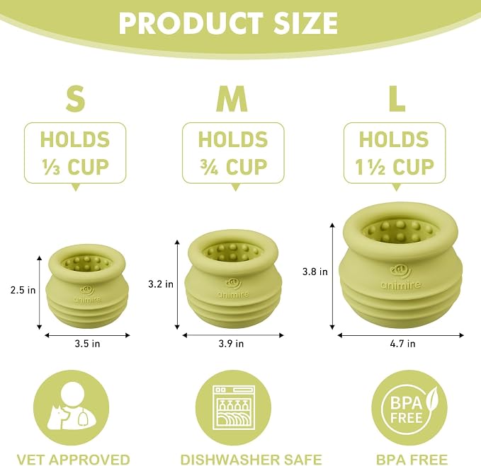 Treat Dispensing Dog Toy, Long-Lasting Interactive Puzzle Toys for Dogs, Stuffable Dog Enrichment Frozen Lick Treat Toy for Boredom, BPA Free Silicone Fetch Catch Chew Toy (Green,S)