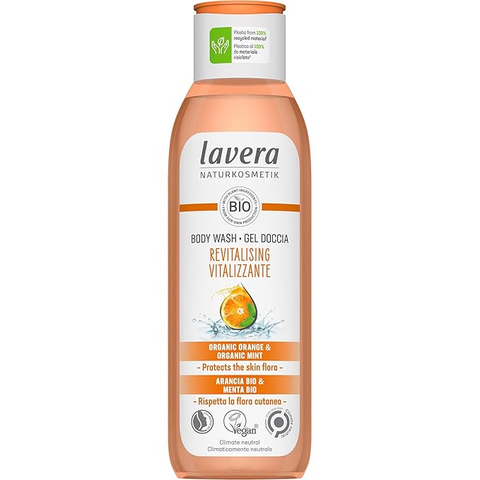 lavera Body Wash Vitalizing - gentle cleansing with orange & mint - pH-neutral, for dry & sensitive skin - PETA certified - vegan - natural cosmetics - 8.45 fl.oz.