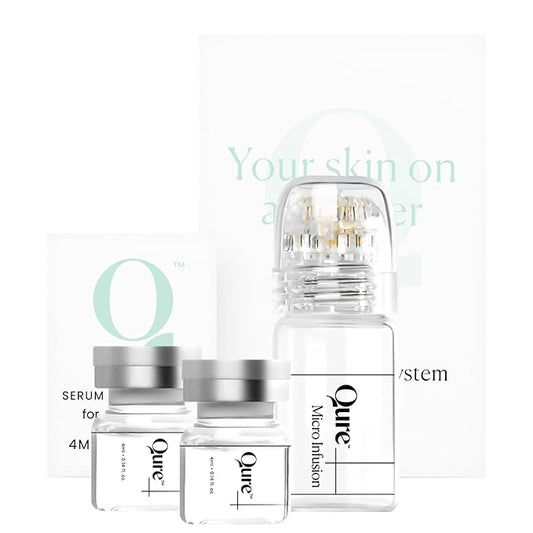 Qure Micro Infusion System for Face & Neck - Facial Moisturizing Essence, Hydrating Serum for All Skin Types, Refreshed Skin - 1-Month Supply