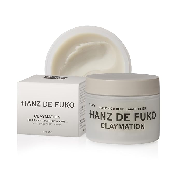 Hanz de Fuko Claymation – Premium Men’s Hair Styling Clay for a Super High Hold, Matte Finish – Clay & Wax Hybrid, Ideal Texture Product for Straight, Wavy and Thick Hair Types – 2 oz, Travel Size
