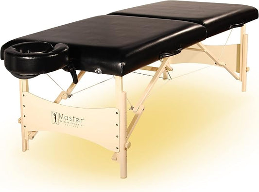 Master Massage 30" Balboa Portable Massage and Exercise Table Beauty Bed in Black Luster with Ambient Lighting System