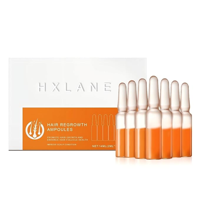 Hair Growth Ampoules with Turmeric Root Extract, Instant Strengthening Serum for Damage and Dry Hair, Scalp Treatment for Thicker Hair, Fragrance-Free, 7 Count