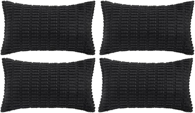 Fancy Homi 4 Packs Decorative Throw Pillow Covers for Living Room Couch Bed, Modern Farmhouse Boho Home Décor Accent Cushion Case, 24" x 16", Black