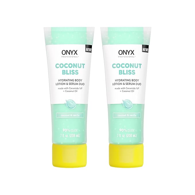 Onyx Professional Hydrating Body Lotion & Serum Duo with Ceramide NP & Coconut Oil, Coconut Bliss, 7 fl oz, 2pk