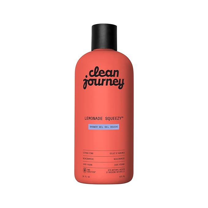 cleanjourney Moisturizing Body Wash, Niacinamide & Glycerin, Hydrating Shower Gel, EWG Verified, Vegan, Lemonade Squeezy, 16 Fl Oz