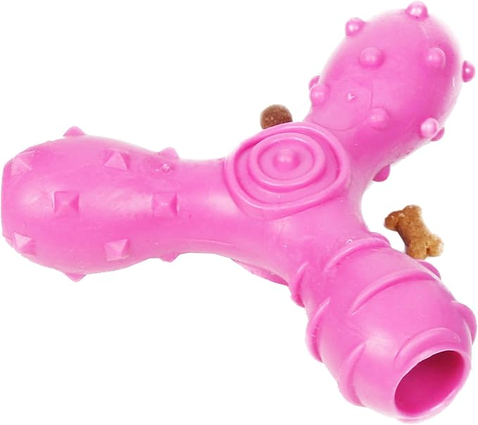 Pet Life ® 'Tri-Chew' Triple-Bone Treat Stuffing and Dispensing Interactive Durable TPR Fetch and Chew Dog Toy