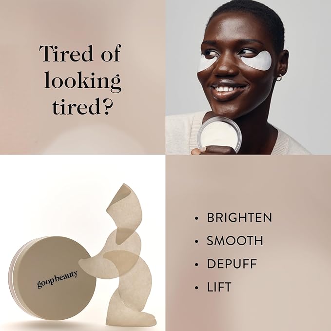 goop Beauty Eye Masks for Puffy Eyes | Under Eye Patches for Dark Circles | VEOCEL Lyocell Masks in Niacinamid Serum | Improves Crows Feet, Fine Lines, & Wrinkles | Paraben & Silicone Free | 30-Pack