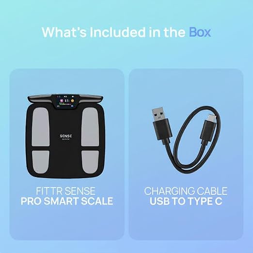 Sense Smart Scale Pro, Tracks 50+ Health Metrics, Body Composition, Heart Rate, Body Fat Analysis and More, Auto Identifies User, Seamless FITTR App Sync, Black