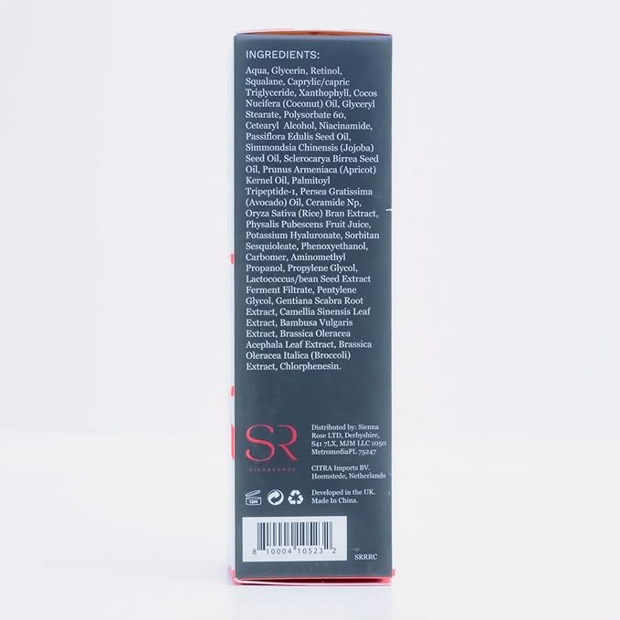 Sienna Rose Radiance Smoothie Retinol Cream, Refresh & Reset, 1.0% Retinol + Sun Protecting Xanthophylls, 30 ml / 1 fl oz
