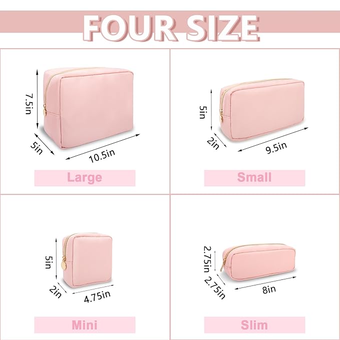 UIXIZQ Large Makeup Bag Pouch,Nylon Women Travel Toiletry Storage Bag Preppy Cosmetic Bag for Girls,Big Makeup Organizer Bag Cute Zipper Pouch Skincare Bag for Sport Work Gift(Large-Flamingo)