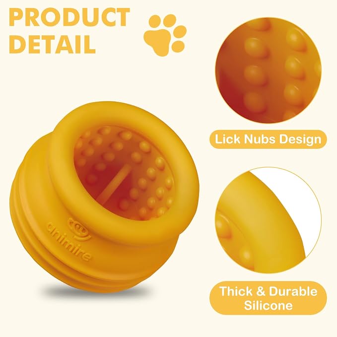 Treat Dispensing Dog Toy, Long-Lasting Interactive Puzzle Toys for Dogs, Stuffable Dog Enrichment Frozen Lick Treat Toy for Boredom, BPA Free Silicone Fetch Catch Chew Toy (Orange,L)
