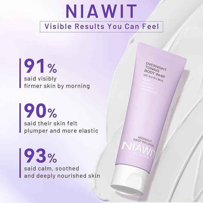 Overnight Toning Body Whip – Firming & Nourishing Night Cream for Loose Skin on Arms, Thighs & Belly | Smooth & Toned Look, Clinically Tested Skin Firming Cream 4.16 Fl Oz
