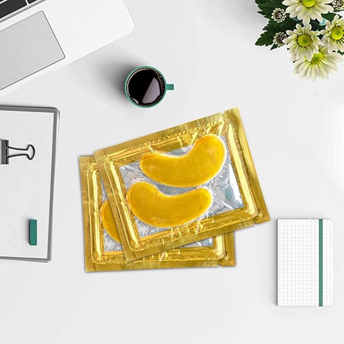 24K Gold Under Eye Mask (20 Pairs) - Under Eye Mask for for Puffy Eyes and Dark Circles. With Hyaluronic Acid & Collagen