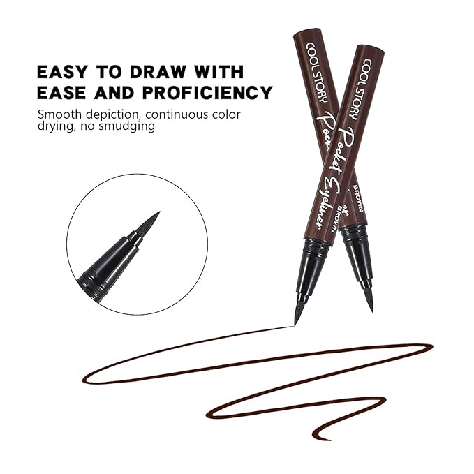 COOL STORY Brown Liquid Eyeliner Pencil – Water Resistant & Smudge-Proof, Long Lasting Eye Makeup