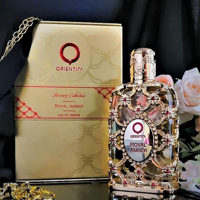 Orientica Luxury Collection Royal Amber 2-Pc Gift Set Eau De Parfum - Fruity, Gourmand, Amber, Woody, Vanilla, Bergamot, Melon, Pineapple, Musk - Arabic Perfume for Men & Women - 30ml + 7.5ml