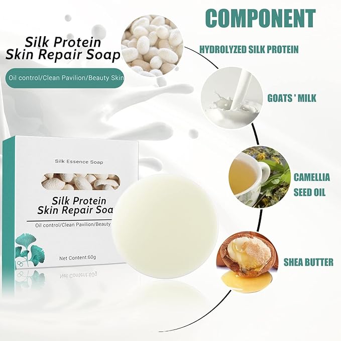 2PCs SkinFerm Collagen Milk Whitening Soap, Silk Protein Skin Repair Soap, Exfoliating and Brightening Soaps for Dull, Uneven Skin, Smooth And Soft Complexion for Face & Body