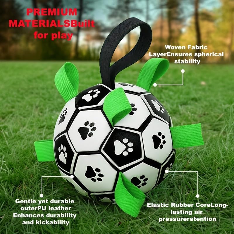 Dog Soccer Ball with Straps, 2026 World Cup Pet Soccer Ball Toy, Tough Herding Ball for Small & Medium Dogs, Interactive Training Toy for Indoor/Outdoor/Water Play, Durable Dog Toys (C, 6in)