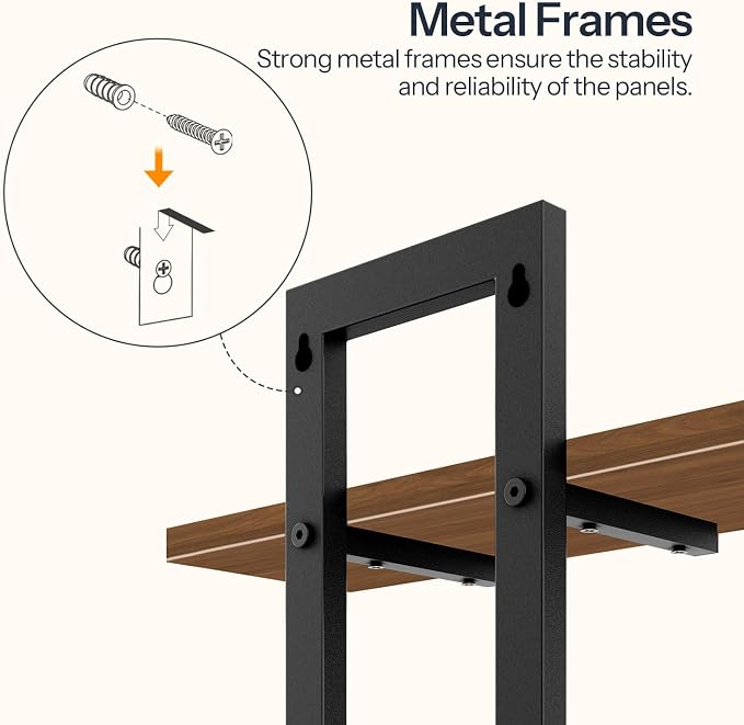 HOOBRO Floating Shelves, 15 Inch Wall Shelf Set of 2, Wall Mounted Storage Shelves 2-Tier, Hanging Bathroom Shelves, for Living Room, Bedroom, Bathroom, Kitchen, Walnut and Black BH32BJ01