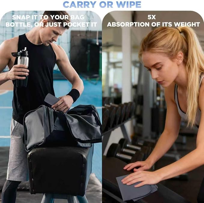Microfiber Gym Towels - Quick Dry, Highly Absorbing, Odor-Free, for Women & Men - Gym Towel for Hot Yoga, Tennis, Working Out, Camping, Set of 5,16 * 27 Inch