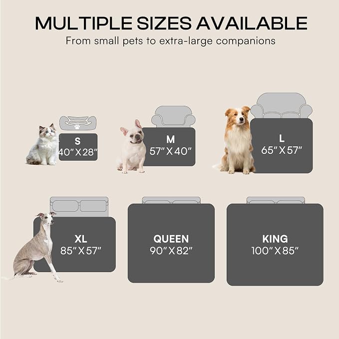 Luciphia Waterproof Dog Blanket, Reversible Sherpa Fleece for Couch Cover | Reversible waterproof pet blanket soft fleece machine washable protect couch bed, Light Grey 40" x 28"