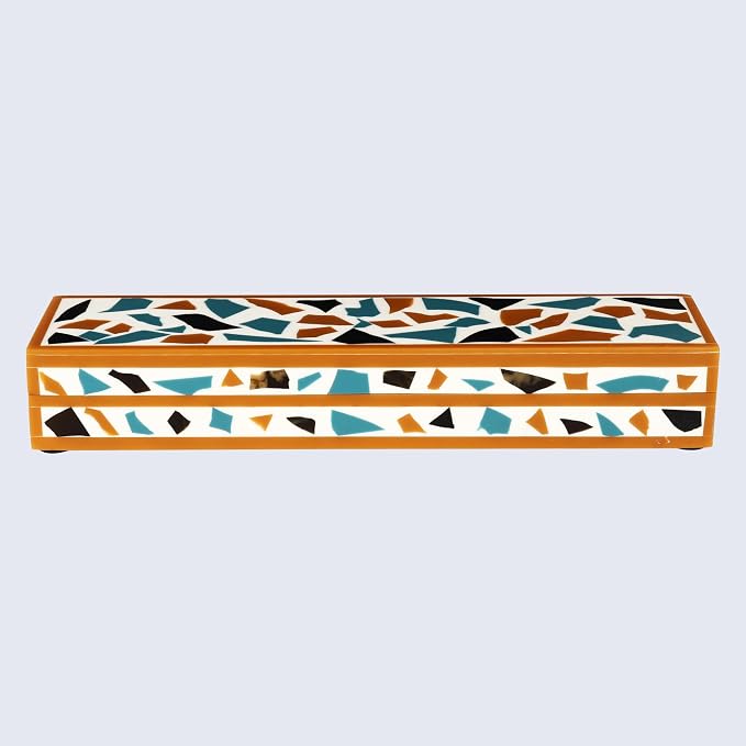 Handicrafts Home Decorative Remote Holder Box 10x2.5 – Slim Organizer Box with Lid for TV Remotes, Coffee Table Décor, Modern Shelf Box, Boho Home Décor Accent, Black and White Decorative Storage Box
