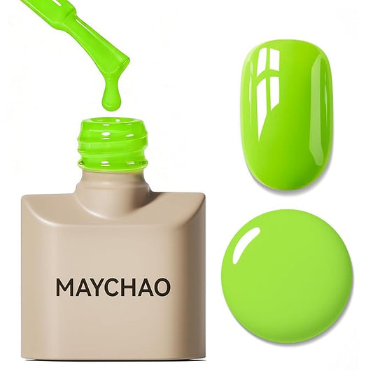 MAYCHAO 15ML Lime Green Gel Nail Polish 1Pc Grass Green Gel Polish Soak Off UV LED Nail Polish Nail Art Starter Manicure Salon DIY at Home, 0.5 OZ