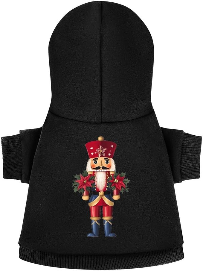 Nutcracker Christmas Poinsettias Cute Pet Clothes Soft Dog Clothing Warm Costume Hoodie Sweater for Cats and Dogs