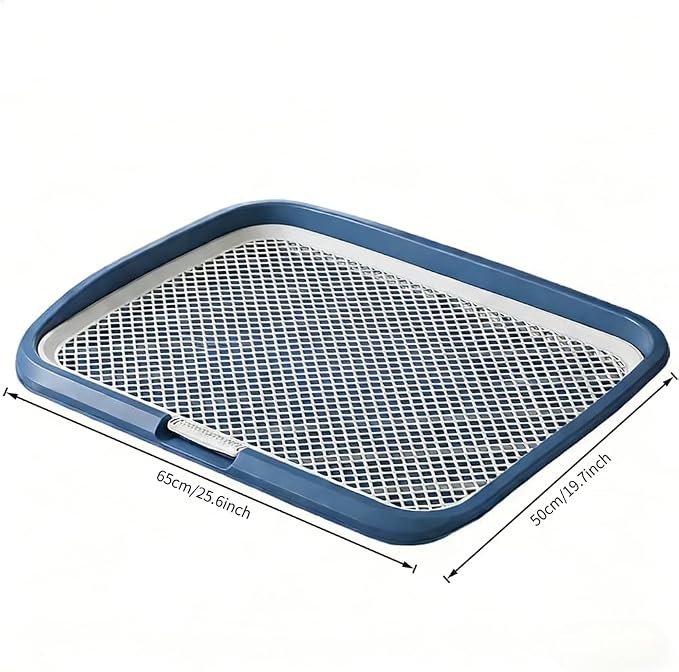 Dog Potty Tray with Guide Pillar, 25.6"x19.7" Large Indoor Pet Pee Pad Holder, Heavy Duty Dog Litter Box, Removable & Washable Puppy Training Toilet for Housebreaking Supplies (navyblue)
