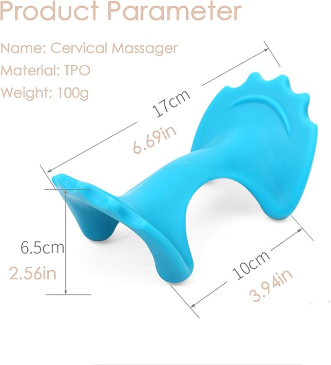 Manual Portable Neck and Cervical Massager Office Acupressure Head and Neck Fatigue Relief Massage (Blue)