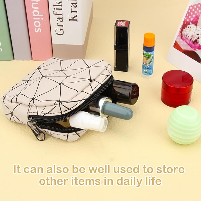Sanitary Napkin Storage Bag, Menstrual Cup Pouch Nursing Pad Holder Tampon Bags Feminine Product Pouches Portable Period Kit Bag for Girls Women Ladies (Beige)