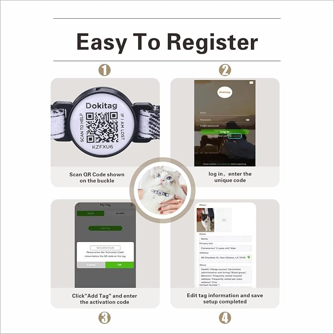 Cat Collar Breakaway with QR Code Name Tag, Pet ID Tag,Online Profile-Scan QR Receive Instant Pet Location Alert Email (Pink)