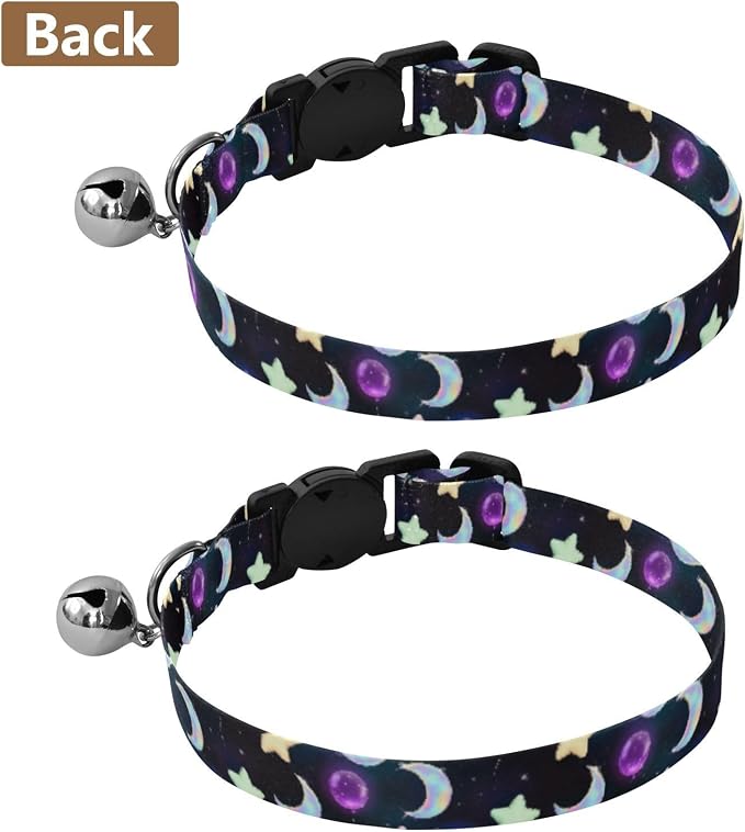 Stars Moon Black Easy to Wear Cats Collar 2 Pack Collar for Puppy