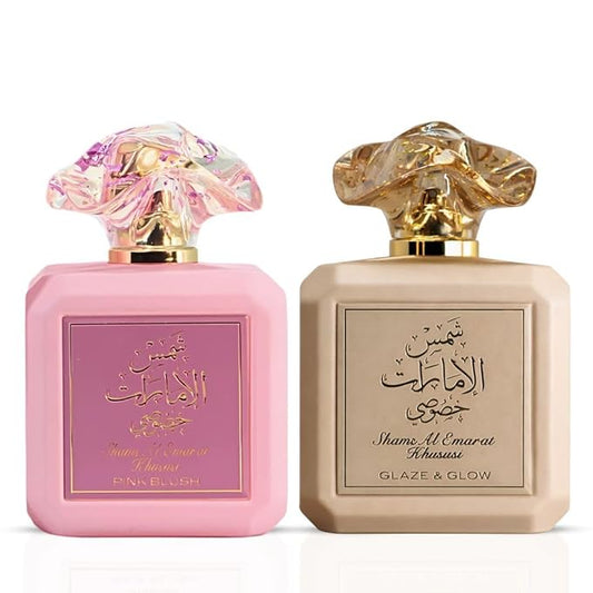 Ard Al Zaafaran Shams Al Emarat Khususi Pink Blush & Glaze & Glow Eau de Parfum Sprays 100ml (3.4 oz)