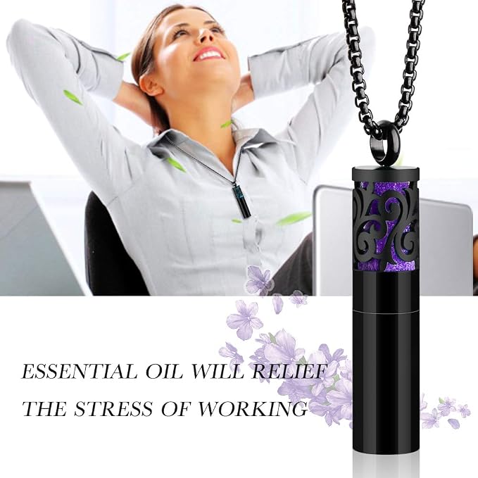 Maromalife Essential Oil Necklaces for Women/Men, Diffuser Necklace 316L Stainless Steel, Diffuser Pendant for Men with 10 Felt Pads, Aromatherapy Necklace Gift Set for Birthday, Christmas