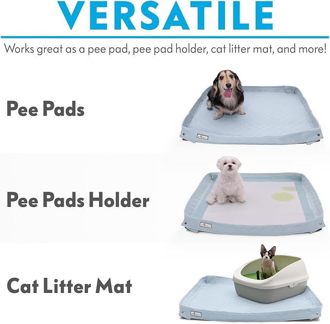 Paw Inspired Critter Box Reusable Dog Pad, Raised Sides, 32x32 Inch Size | Large Washable Puppy Pad for Potty Training, Whelping, or Litter Box Mat, Pee Pad, Soft Raised Edges to Prevent Leaks