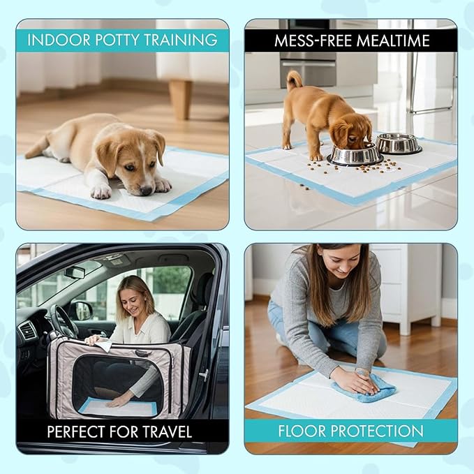 TBM Puppy Pads 100 Count - 23.6" x 23.6" - Super Absorbent Pee Pads for Dogs - Premium Leak-Proof - Pets Potty Training Essentials - Disposable Quick- Dry Pads for Puppies | Cats | Rabbits