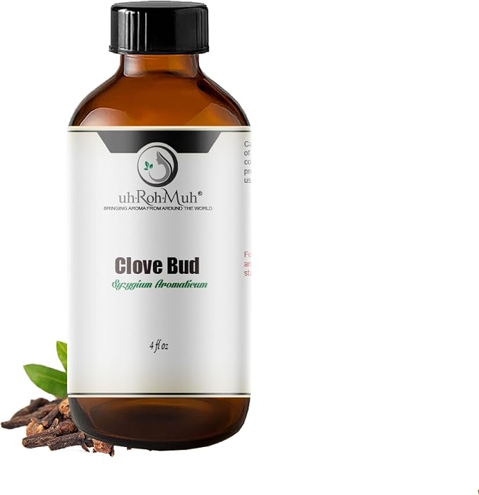 Clove Bud Essential Oil - Steam Distilled 100% Pure Eugenia Caryophyllus Clove Oil for Diffuser, Aromatherapy, Massage, DIY Skincare Hair Care, Warm Spicy Fragrance Natural - Indonesia - 4 FL Oz