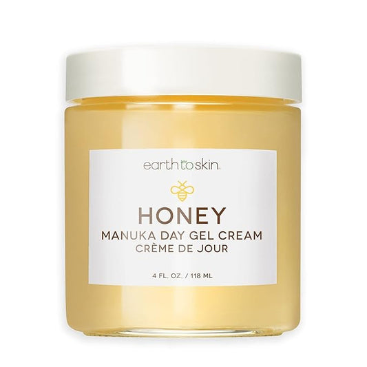 Earth To Skin Manuka Honey Day Gel Cream Face Moisturizer with Manuka Honey and Hyaluronic Acid - Lightweight Face Cream for Daily Hydration, Fast Absorbing non Greasy Formula with Vitamin E - 4fl oz