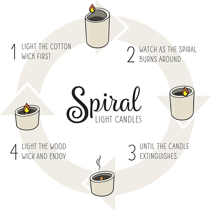Spiral Light Candles - Vanilla Tobacco (Medium) | Cool Decorative Candle for Men & Women | Long Lasting Clean Burning Wax | Luxury Aromatherapy Gift for Birthdays & Housewarming |