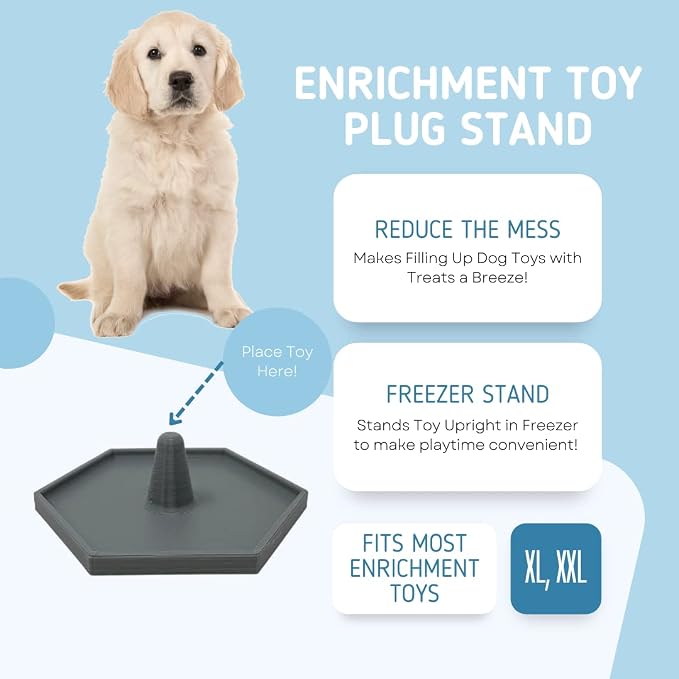 Freezer Holder & Packing Stand Compatible with Kong Dog Toys & Other Enrichment Toys | Enrichment Prep Stopper Stand Accessory for Dogs | Made in USA (Gray XL, XXL)