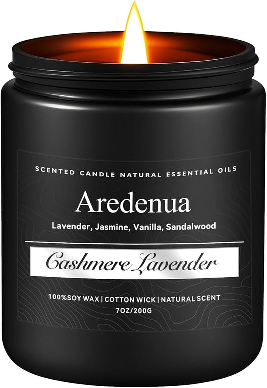 Cashmere Lavender Candle - Soy Candles for Home Scented, Relaxing Aromatherapy Candle for Women Men - 7oz Long Lasting Candles Gift for Women & Men, 50 Hours Burn Tim