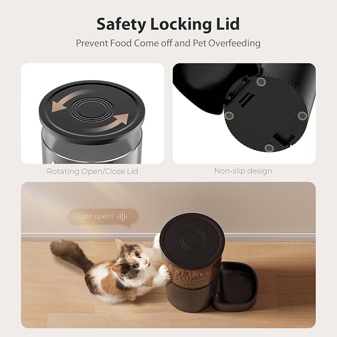 IMIPAW Automatic Cat Feeder, 5G WiFi Food Dispenser with APP Remote Control, Pet Dry Food Smart Feeder, Programmable Timed Feeding, Dual Power Supply, 1-10 Meals, Desiccant Bag, Stainless Steel Bowl