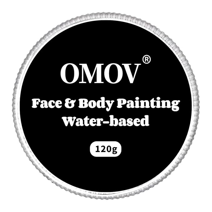 Black Face Paint 120g (4.23 0z) Non-Toxic,Water Activated Face Painting Kit for Kids Adults,SFX Makeup Large Capacity Facepaint Palette for Halloween, Cosplay,Theater Party,Skull Joker Special Effects
