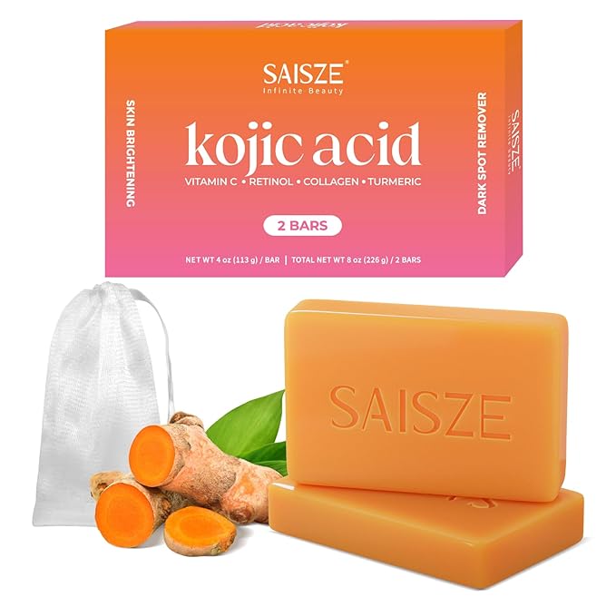 Turmeric Soap Bar, Kojic Acid Soap, 4oz x 2 BARS, Dark Spots Remover for Face and Body, Brightening, Hyperpigmentation