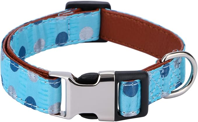 Bowtie Dog Collar Blue Polka Dots Small