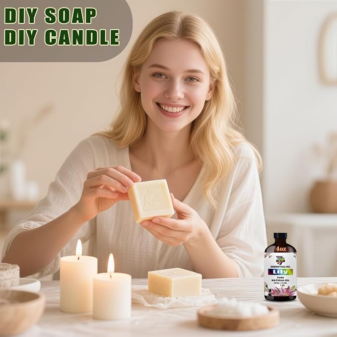 Lily Essential Oil – Calming Lily Oil for Diffuser, Yoga, Bedroom, Humidifier, DIY Candles, Soap, Gift – 4 fl oz (120 ml) – GV77ZF