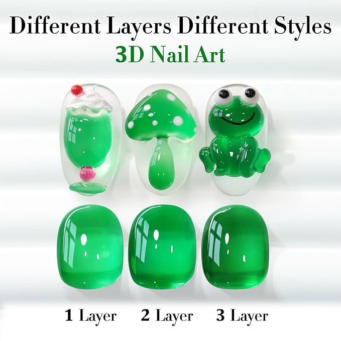 Double Rhythm 0.5 Oz Jelly Gel Polish Same Color Same Bottle Sheer Neutral Natural Light Milky Pastel 15ML Translucent Polish Art DIY at Home (Crystal Green-A1615)