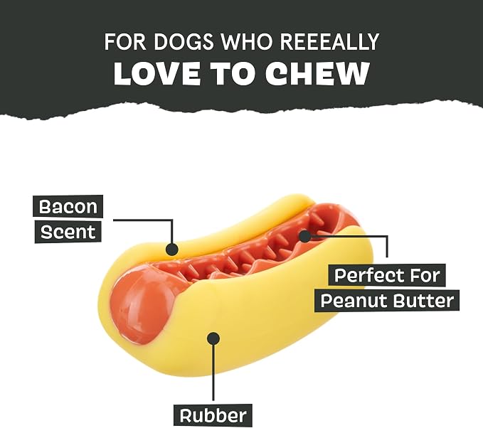 BarkBox Treat Meat Hot Dog Dog Toy - Toy for Medium Dogs